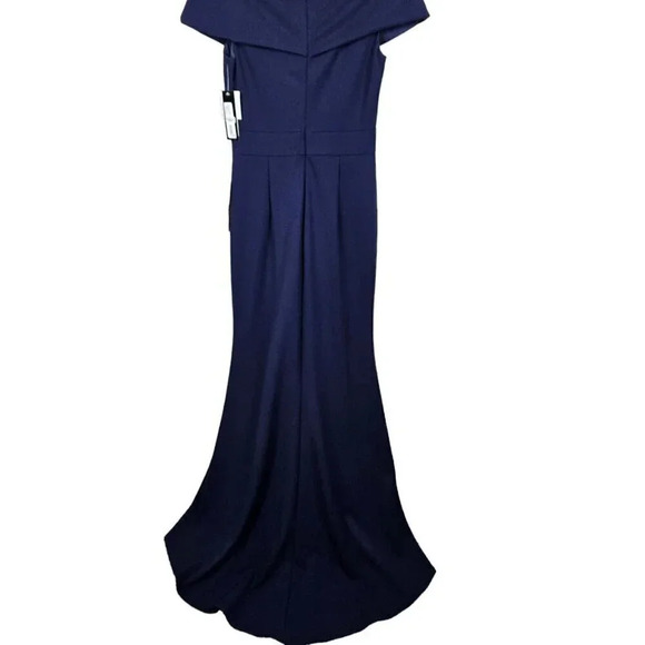 Betsy & Adam Blue Cap‎ Sleeve Full Length Gown Dress Slit Size 6 NWT New - Picture 5 of 11